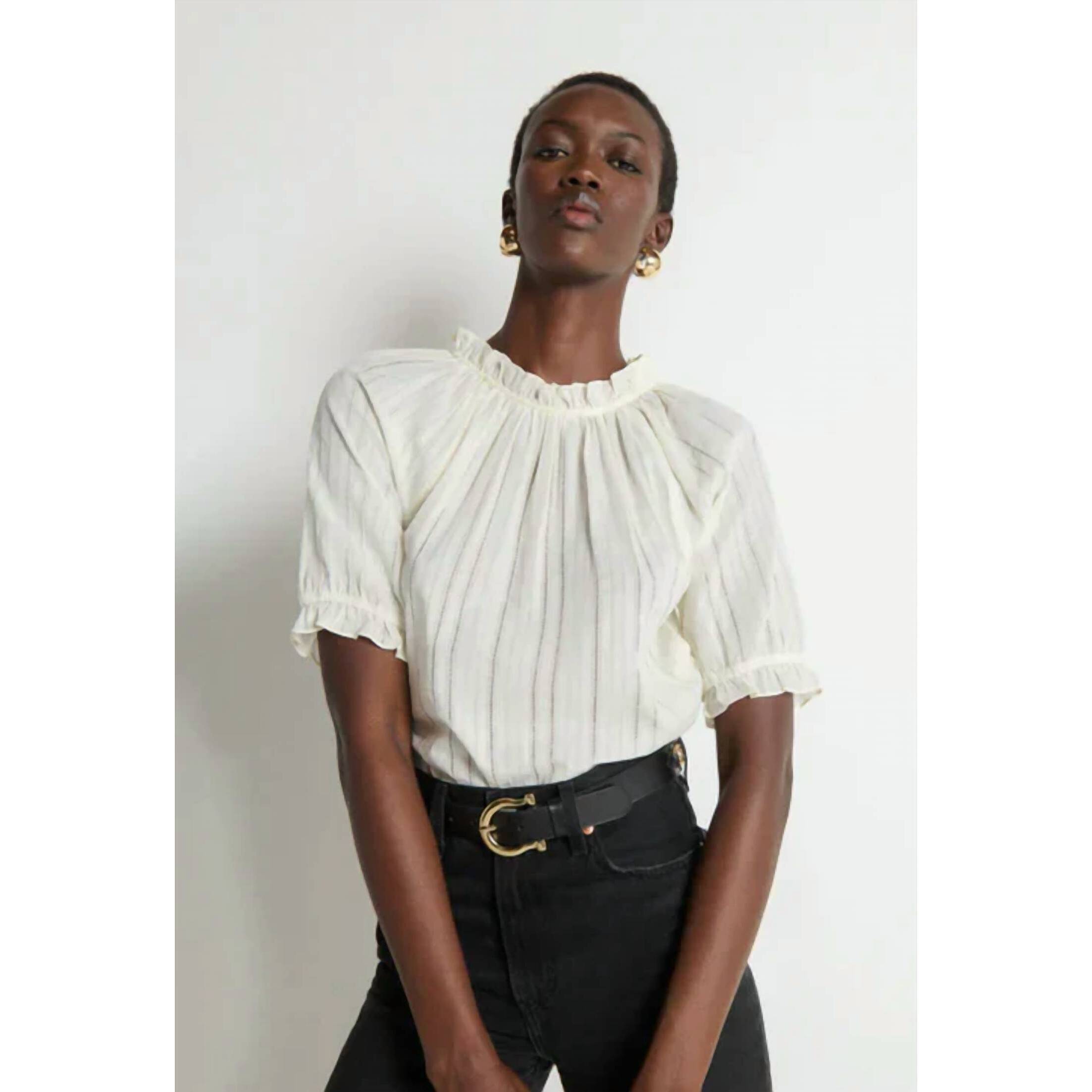 New Nation Ltd Whitney Ruffle Top In Porcelain